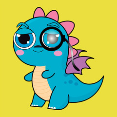 
Cute dragon, drake emotion, emoji, illustration in childish theme and colors, vector collection