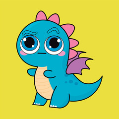 
Cute dragon, drake emotion, emoji, illustration in childish theme and colors, vector collection