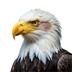 Obraz premium Bald eagle head close-up isolated on transparent background