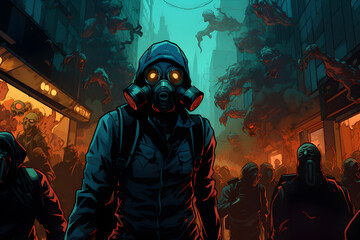 Alien Invasion on earth and world is polluted so much and people are wearing gas masks  