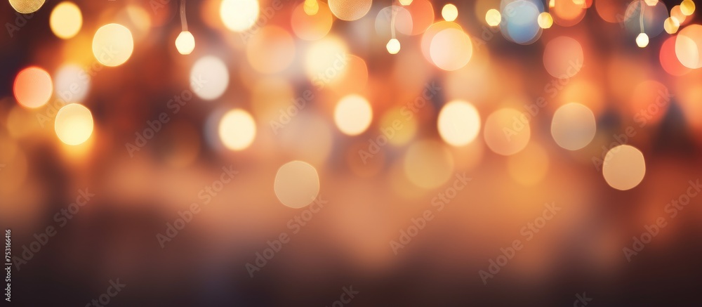 Poster blurred bokeh background with warm colorful lights