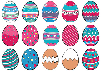 Easter day eggs Set vector illustration isolated Easter silhouettes colored eggs vector