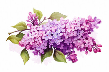 Blooming Beauty: Floral Blossoms in White, Pink, and Lilac on a Botanical Watercolor Background