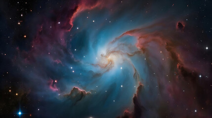 A spiral nebula in space - Generative AI - obrazy, fototapety, plakaty