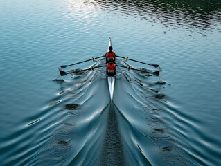 Sculling Rower on a Peaceful Lake