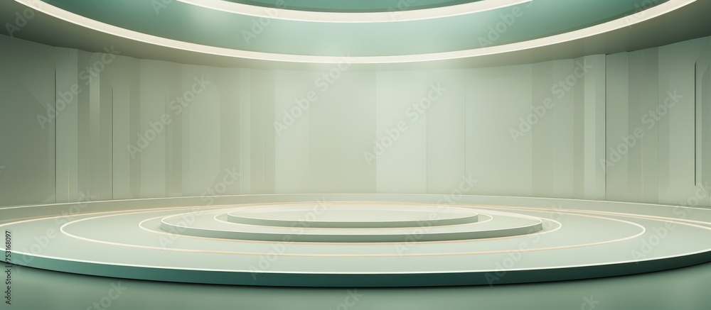 Poster empty circular studio spaces for showcasing products 2d illustration