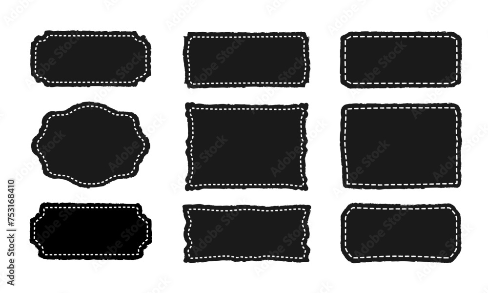 Poster hand-drawn doodle frames. set of the black vector text boxes isolated on a transparent background. q