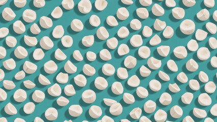 Seamless pattern made of white coconuts on blue background