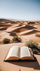 open book in desert