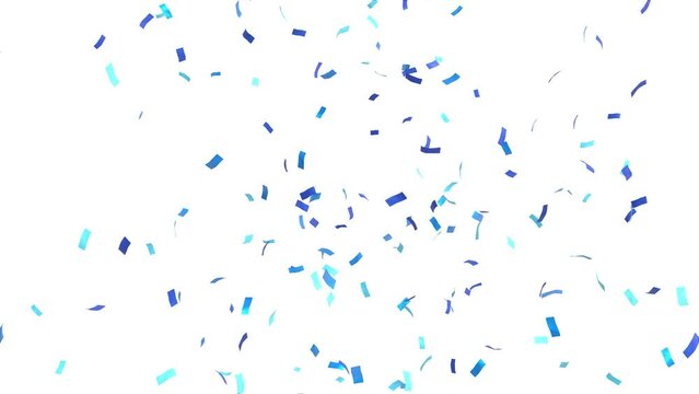 blue confetti explosion on white background for gender reveal - 3D rendering - 4k - 60 fps