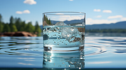 a glass filled with water, the purity of the water