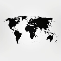 silhouette of world map in black and white
