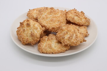Image of coconut cookies on a light background.