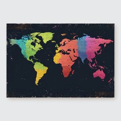 silhouette of world map sorted by colours