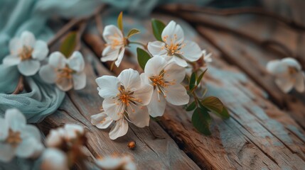 Rustic background with spring flowers