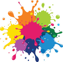 Fototapeta na wymiar colorful splashes of vector illustration, colorful background design vector illustration, Rainbow paint splash vector, Paint splatter colorful vector illustration