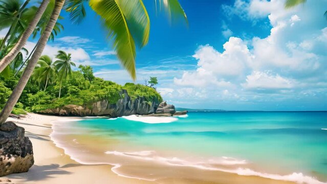 Beautiful beach Anse Lazio at Praslin Seychelles, Bottom Bay, Barbados - Paradise beach on the Caribbean island of Barbados, AI Generated