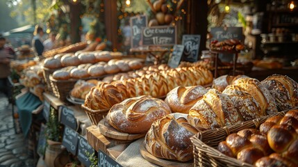  Fresh bread at the fair. Fragrant buns. Soft and appetizing pastries