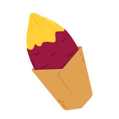 Sweet potato. Organic healthy vegetable. Fresh natural root. Made in vector cartoon flat style. Roasted sweet potato. Japanese Sweet potato.