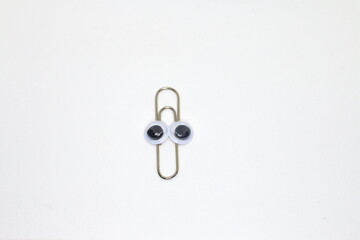 Paper clip with eyes, metal