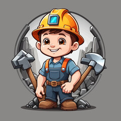 Obraz na płótnie Canvas Cute Mining Man Cartoon Design Very Cool