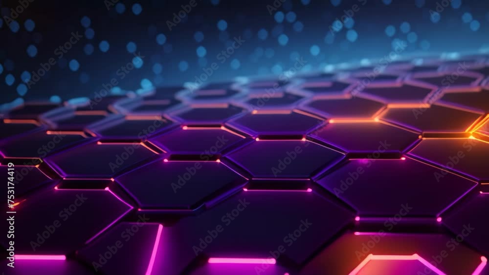 Poster abstract technology background with hexagons. 3d rendering toned image, futuristic high tech black b