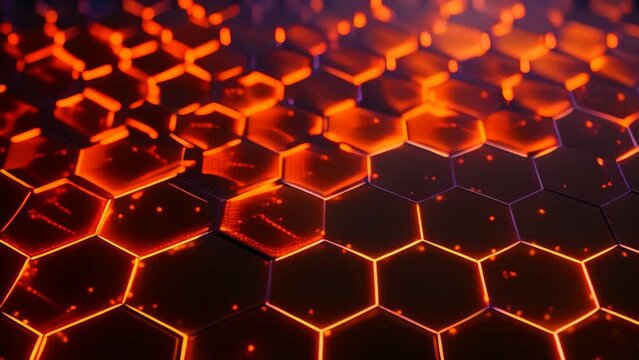Abstract technology background with glowing hexagons. 3D Rendering, Futuristic High Tech Black background with a hexagm, AI Generated