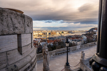 Wonderful view of the Budapest city, Hungary on the Danube river and both riverbanks from the...