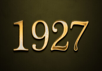 Old gold effect of year 1927 with 3D glossy style Mockup.	