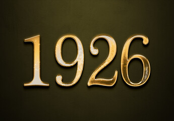 Old gold effect of year 1926 with 3D glossy style Mockup.	
