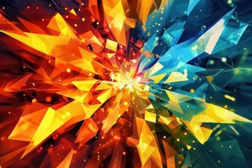 Foto op Canvas Abstract geometric background. Explosion power design with crushing surface © Ihor