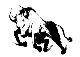 Obraz premium 牛の墨絵