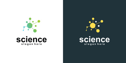 Creative molecule science logo design with modern concept| premium vector - obrazy, fototapety, plakaty