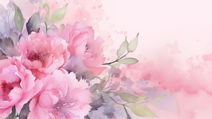 Watercolor pink and purple peony background