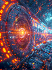 Fototapeta premium Cryptocurrency Digital Tunnel Navigating the World of Blockchain AI Generated