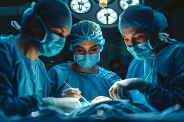 Surgical Team Performing Operation in Theater
