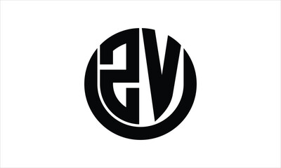 ZV initial letter circle icon gaming logo design vector template. batman logo, sports logo, monogram, polygon, war game, symbol, playing logo, abstract, fighting, typography, icon, minimal, wings logo