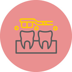 Tooth Cleaning Line Two Color Circle
