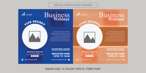 Fototapeta premium Free vector social media post design for business webinar template