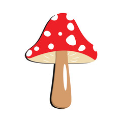 Mushroom flat design cartoon different mushrooms vector illustration, wild mushroom symbol signs, Amanita poisonous. Eps 10
