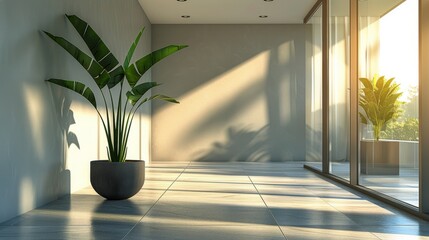 Potted Plant on White Floor