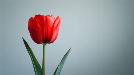Obraz premium Red Tulip in Glass Vase