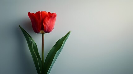 Red Tulip in Glass Vase