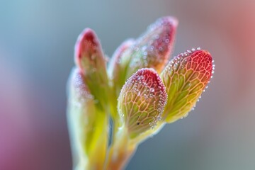 Morning Dew Highlights the Beauty of Spring Buds Unfolding.