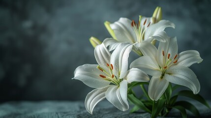 Fototapeta premium Group of White Flowers on Table