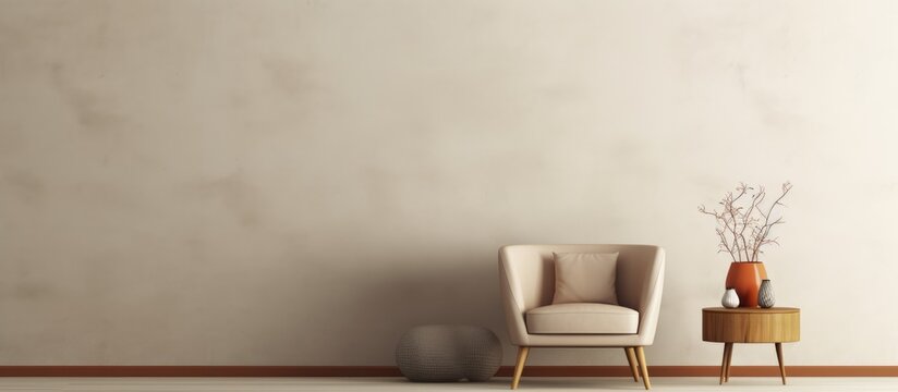 Minimalist living room interior with armchair and side table