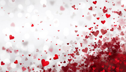 Red hearts with a white bokeh background