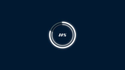 Loading bar icon 0-100 percent illustration on black background.