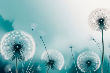 Wallpaper with dandelions flowers.
