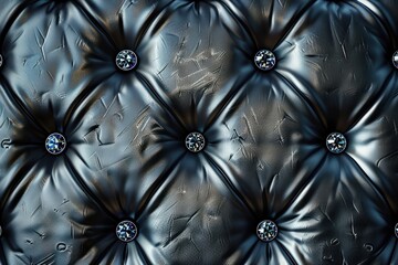 Naklejka premium Black Buttoned luxury leather with diamonds and gemstones.